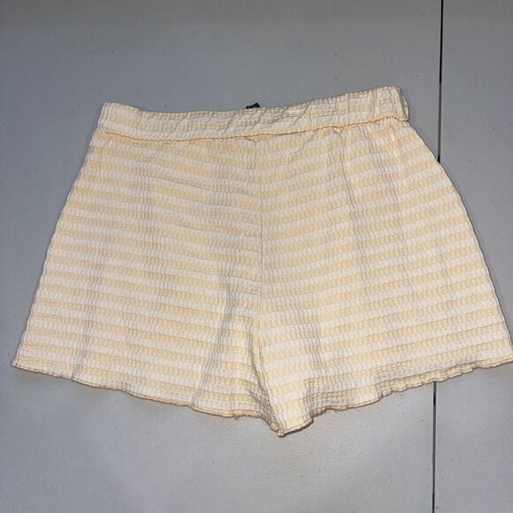 Women M Gauzey Shorts Pull On Orange High Waist Athleisure Coastal Striped 2” - Picture 5 of 9